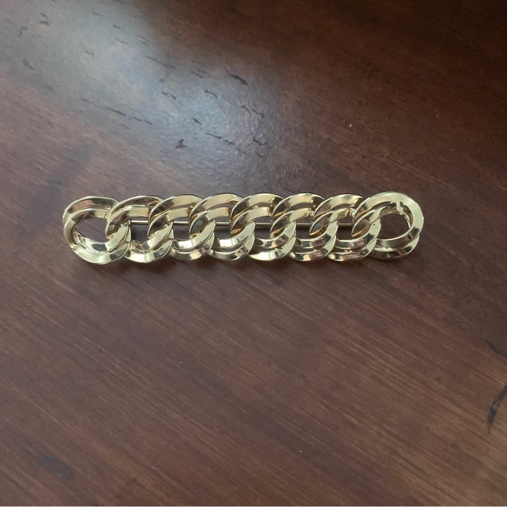 Vintage Monet chain bar brooch gold tone